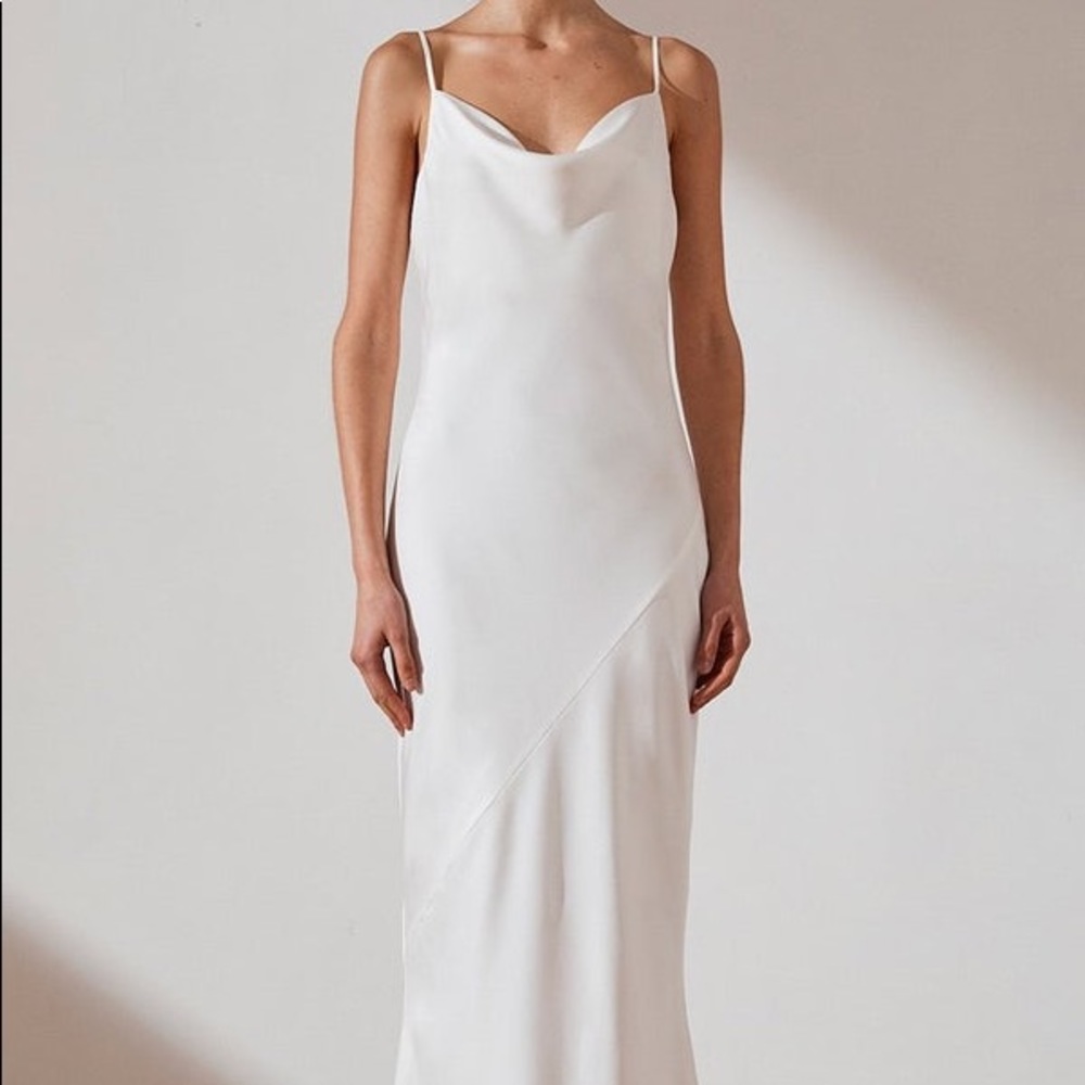 Shona Joy Luxe Bias Cowl Slip Dress | Ivory Bridal Gown | Size 4
